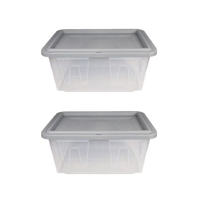 BLACK & YELLOW, 27-Gallon Heavy Duty Clear Storage Container & Snap-Tight Lid, (14.3H x 20.6W x 30.6D), Weather-Resistant, Stackable, See-Through Organization Tote [2 Pack]