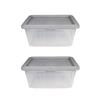 BLACK & YELLOW, 27-Gallon Heavy Duty Clear Storage Container & Snap-Tight Lid, (14.3H x 20.6W x 30.6D), Weather-Resistant, Stackable, See-Through Organization Tote [2 Pack] view 1