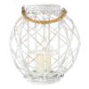 Deco 79 15 x 15 Large Woven Rattan White Lantern w/ Burlap Jute Rope Handle & Glass Insert view 3