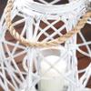 Deco 79 15 x 15 Large Woven Rattan White Lantern w/ Burlap Jute Rope Handle & Glass Insert view 4