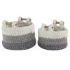Deco 79 Polyester Handmade Ombre effect Storage Basket with Handles, Set of 2 13", 12"H, White view 2