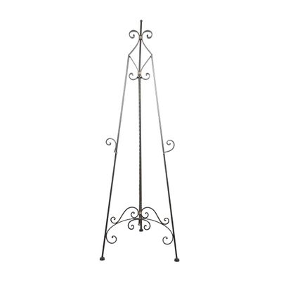 Deco 79 Metal Scroll Display Easel Tall Adjustable Floor Standing Easel with Gold Accents, Display Stand 21" x 27" x 65", Black