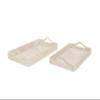 Deco 79 Rattan Living Room Decor Tray Ottoman Tray, Set of 2 Serving Tray 26", 23"W, Cream view 4