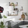 Deco 79 Wood Wall Shelf Minimalistic Floating with Black Metal Frames, Set of 3 8", 9", 10"H, Brown view 1