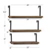 Deco 79 Wood Wall Shelf Minimalistic Floating with Black Metal Frames, Set of 3 8", 9", 10"H, Brown view 2