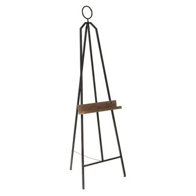 Deco 79 Metal Display Easel Large Adjustable Floor Standing Easel with Chain Support and Wood Tray, Display Stand 16' x 18' x 52', Black