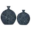Deco 79 Ceramic Floral Decorative Vase Centerpiece Vases with Cut Out Patterns, Set of 2 Flower Vases for Home Decoration 16", 13"H, Blue view 1