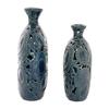 Deco 79 Ceramic Floral Decorative Vase Centerpiece Vases with Cut Out Patterns, Set of 2 Flower Vases for Home Decoration 16", 13"H, Blue view 2