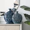 Deco 79 Ceramic Floral Decorative Vase Centerpiece Vases with Cut Out Patterns, Set of 2 Flower Vases for Home Decoration 16", 13"H, Blue view 3
