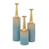 Deco 79 Metal Floral Decorative Vase Centerpiece Vases with Gold Top, Set of 3 Flower Vases for Home Decoration 27", 24", 20"H, Blue view 4