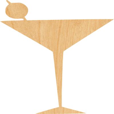 Drink Glass Laser Cut Out Wood Shape Craft Supply - 4 Inch