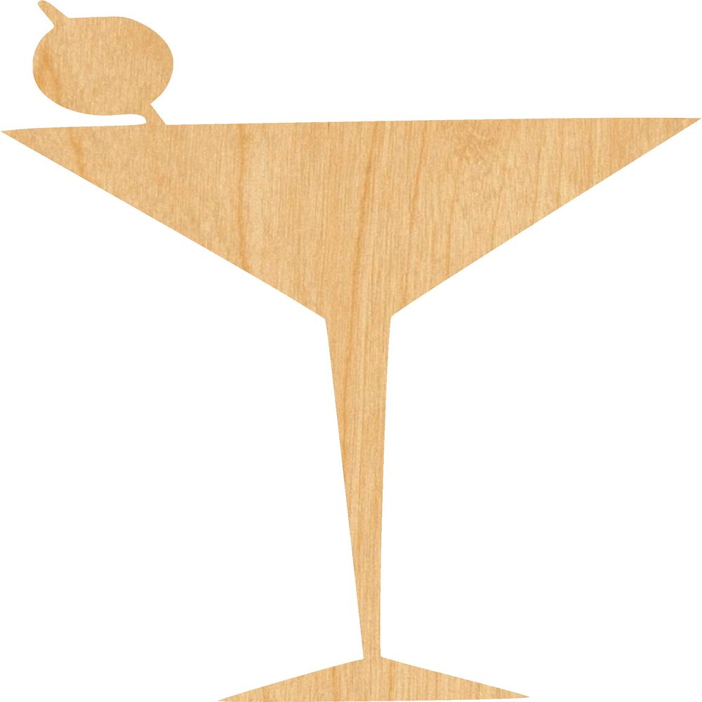 Drink Glass Laser Cut Out Wood Shape Craft Supply - 4 Inch