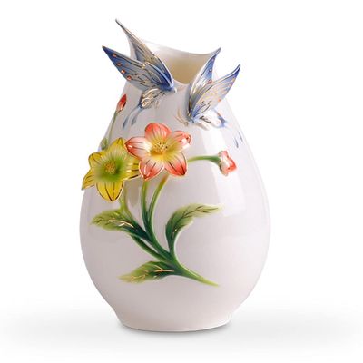 jinyi2016SHOP Flower Vase Vase High end Three Dimensional Handmade Butterfly Flower Ceramic Vase Home Furnishingsdecorations Craftshigh-end Gift Ideas for Girlfriends Wedding Gifts Decorative Vases