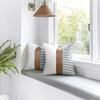 22x22 inches Pillow Covers Set of 2 Farmhouse Decor Stripe Patchwork Linen Throw Pillow Covers Modern Faux Leather Covers for Couch Sofa,Gray view 3