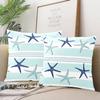 Docady Set of 2 Throw Pillow Covers Starfish Beach Navy Blue Stripes Teal Summer Coastal Nautical Hawaii Style Pillowcases Decor Cushion Cover Square 20 x 20 Inches Both Sides Print for Home Sofa view 4