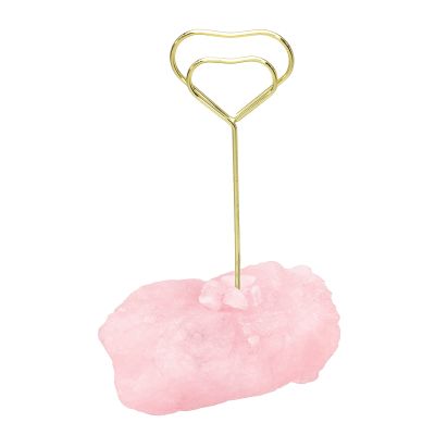 Amogeeli Rose Quartz Place Name Card Holder, Copper Gold Table Number Holder for Wedding Party Office Home, Heart Shaped