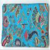 Multicolor Handmade Crown Mukut Print Kantha Quilting Kantha Blanket Bed Cover King Kantha Bedspread Bohemian Bedding Cotton Kantha with 2 Pillow Cover (Turquoise 1, 108X108inch with 2 Pillow Cover) view 2