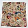 Multicolor Handmade Crown Mukut Print Kantha Quilting Kantha Blanket Bed Cover King Kantha Bedspread Bohemian Bedding Cotton Kantha with 2 Pillow Cover (Beige, 108X108inch with 2 Pillow Cover) view 1