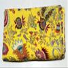 Multicolor Handmade Crown Mukut Print Kantha Quilting Kantha Blanket Bed Cover King Kantha Bedspread Bohemian Bedding Cotton Kantha with 2 Pillow Cover (Yellow, 108X108inch with 2 Pillow Cover) view 2