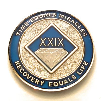 29 Year NA Blue & Gold Diamond Style Recovery, Clean, Medallion, Chip, Coin, Token