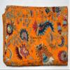 Multicolor Handmade Crown Mukut Print Kantha Quilting Kantha Blanket Bed Cover King Kantha Bedspread Bohemian Bedding Cotton Kantha with 2 Pillow Cover (Orange, 108X108inch with 2 Pillow Cover) view 2