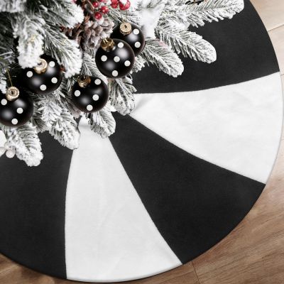 Sofevaim Black and White Tree Skirt, 36'' Lollipop Halloween Christmas Decoration Tree Ornaments, Valentine's Day Tree Mat for New Year Spring Easter Holiday Party Decor