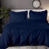 100% Organic Cotton Edge Ruffle Duvet Cover Set with Zipper Closure and Corner Ties, Queen/Full Size Navy Blue Solid, 600 TC Ultra Soft Luxury 1 Duvet Cover with 4 Pillow Protector (5 PC) view 1