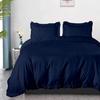 100% Organic Cotton Edge Ruffle Duvet Cover Set with Zipper Closure and Corner Ties, Queen/Full Size Navy Blue Solid, 600 TC Ultra Soft Luxury 1 Duvet Cover with 4 Pillow Protector (5 PC) view 2