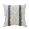 XSlive Tufted Decorative Throw Pillow Cover,Boho Geometric Woven Cotton Cushion Cover Square Accent Pillowcase for Sofa Couch Bedroom (Grey,18" x 18") view 1
