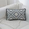 XSlive Tufted Decorative Throw Pillow Cover,Boho Geometric Woven Cotton Cushion Cover Rectangle Lumbar Pillowcase for Sofa Couch Bedroom (Grey White,12" x 20") view 2
