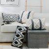 XSlive Tufted Decorative Throw Pillow Cover,Boho Geometric Woven Cotton Cushion Cover Rectangle Lumbar Pillowcase for Sofa Couch Bedroom (Grey White,12" x 20") view 4