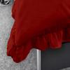 100% Organic Cotton Edge Ruffle Duvet Cover Set with Zipper Closure and Corner Ties, Oversized King Size Burgundy Solid, 600 TC Ultra Soft Luxury 1 Duvet Cover with 4 Pillow Protector (5 PC) view 3