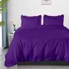 100% Organic Cotton Edge Ruffle Duvet Cover Set with Zipper Closure and Corner Ties, Queen/Full Size Purpal Solid, 600 TC Ultra Soft Luxury 1 Duvet Cover with 4 Pillow Protector (5 PC) view 2