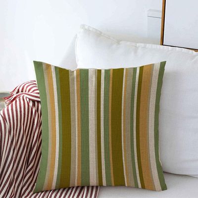 AERHOT Decorative Throw Pillow Case Beige 1980S Brown Green Orange Striped Propagation Color Sample Blue 60S 70S Pattern 1960S 1970S Farmhouse Linen Pillow Cushion Cover for Couch Sofa Bed 18x18 Inch