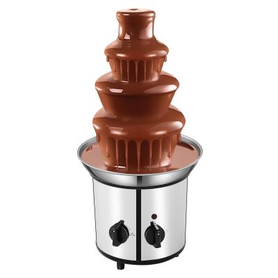 35-Ounce Stainless Steel Chocolate Fondue Fountain, 2-Pound Capacity, Easy to Assemble 4 Tiers, Perfect For Nacho Cheese, BBQ Sauce, Ranch, Liqueurs