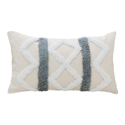 XSlive Tufted Decorative Throw Pillow Cover,Boho Geometric Woven Cotton Cushion Cover Rectangle Lumbar Pillowcase for Sofa Couch Bedroom (Grey,12" x 20")