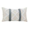 XSlive Tufted Decorative Throw Pillow Cover,Boho Geometric Woven Cotton Cushion Cover Rectangle Lumbar Pillowcase for Sofa Couch Bedroom (Grey,12" x 20") view 1