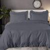 100% Organic Cotton Edge Ruffle Duvet Cover Set with Zipper Closure and Corner Ties, Twin/Twin XL Size Dark Grey Solid, 600 TC Ultra Soft Luxury 1 Duvet Cover with 4 Pillow Protector (5 PC) view 1