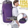 Backpack Laundry Bag, 115L Heavy Duty Extra Large College Laundry Backpack, Dirty Clothes Bag with Shoulder Straps, Laundry Hamper Bag with Drawstring Closure for College Dorm, Apartment Purple view 3