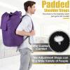Backpack Laundry Bag, 115L Heavy Duty Extra Large College Laundry Backpack, Dirty Clothes Bag with Shoulder Straps, Laundry Hamper Bag with Drawstring Closure for College Dorm, Apartment Purple view 4