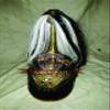 German Leather Pickelhaube Helmet with with White Black Plum WWI-II Repro Prussian Wearable-DF2 view 1