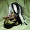 German Leather Pickelhaube Helmet with with White Black Plum WWI-II Repro Prussian Wearable-DF2 view 2