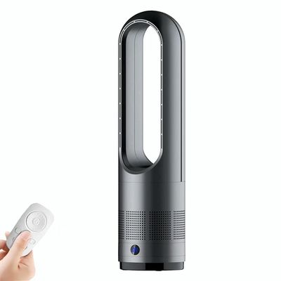 SABYDICAR 18" Bladeless Tower Fan,80 Sway Head Pedestal Fan with Remote/Touch Control,LCD Display,Leafless Fan with 8 Speed/8H Timer Cooling Fan for Office, Bedroom (Grey)