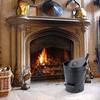 Ash Bucket with Lid and Wood Handle Coal Shovel and Heavy Duty Wax Canvas Log Carrier Tote view 4