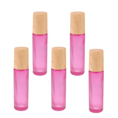 SOLUSTRE 5pcs Mini Travel Bottles Glass Rollerball Bottles Wooden Lid Essential Oil Perfume Storage Container