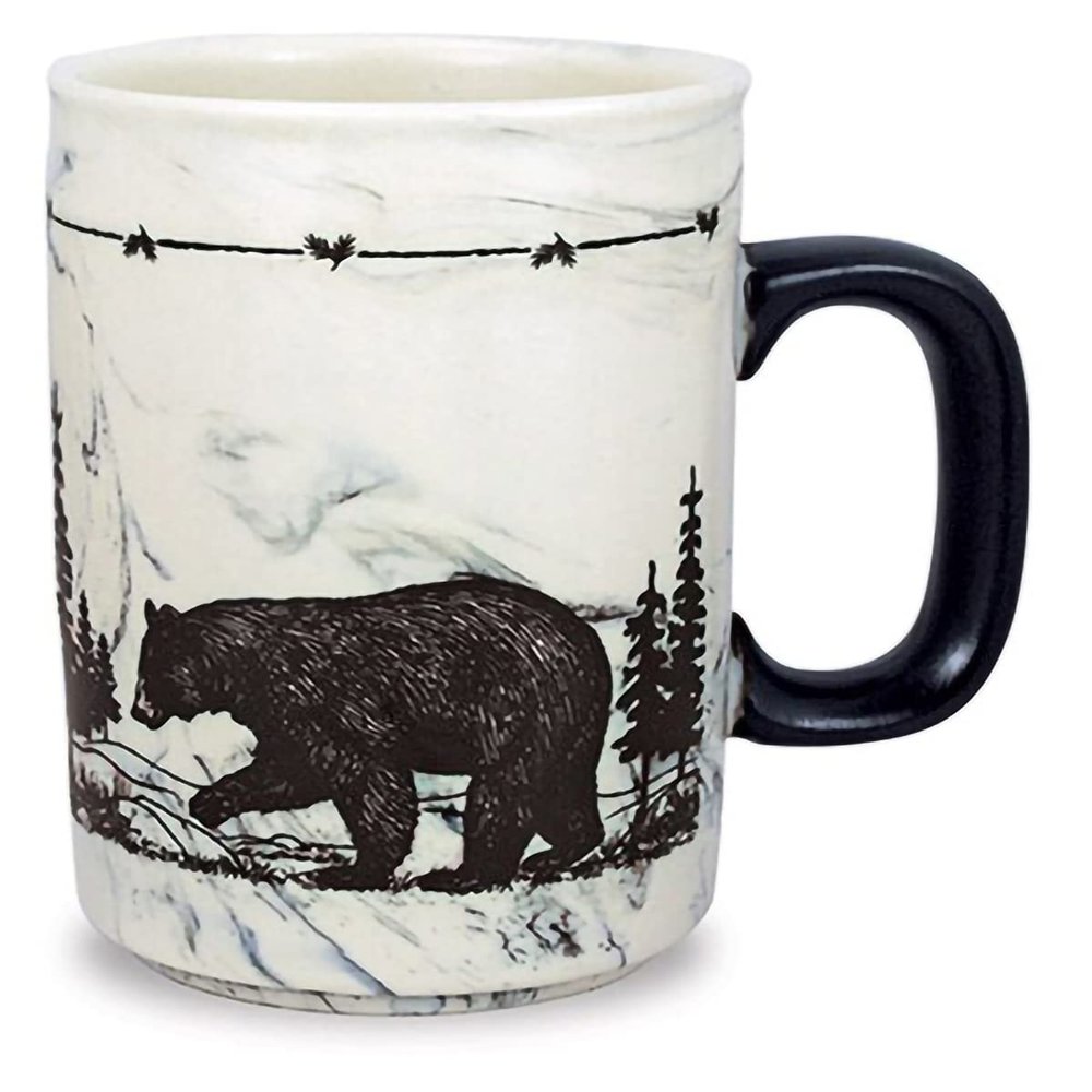 Cape Shore Decorative Sema Coffee Tea Mug Cup, Bear, Gifts for Birthday Christmas, 18 Oz, Black