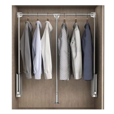 Drop-Down Wardrobe Hanging Rail, Adjustable Wall-Mounted Wardrobe Slide Rail Soft Reset, Adjustable Wardrobe Pull Rod Wardrobe Lifter Storage Rack, Load-Bearing 35kg (Size : 660-890mm)