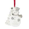 3.5" White Silver-Plated Snowman Merry Christmas Ornament with European Crystals view 1
