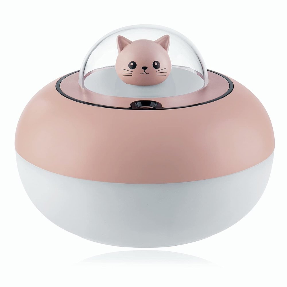 HKTOPCNE Mini Humidifier, Cute Humidifier for Bedroom, Car Humidifier, 2 Mist Settings, 7 Colors Light, Auto Shut-Off, Quiet Operation, Personal Desktop Humidifiers for Offices, Babies Nurseries