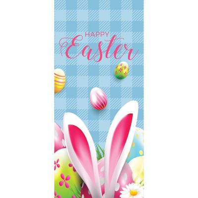 36" x 80" Blue and Pink Bunny Ears Easter Front Door Banner